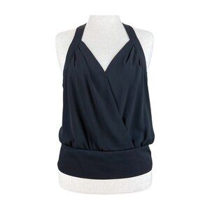 7TH AVENUE DESIGN STUDIO BLACK HALTER STYLE BLOUSE, SIZE L